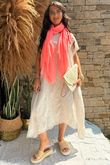 Made in Italy Sa Caleta Cotton Cap Sleeve Pocket Midaxi Dress Stone